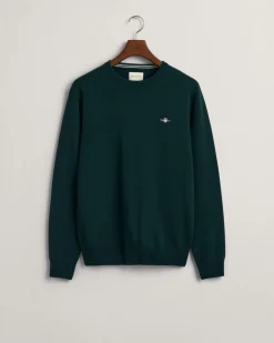 Gant Miesten Neulepaita, SUPERFINE LAMBSWOOL C-NECK Armeijanvihreä