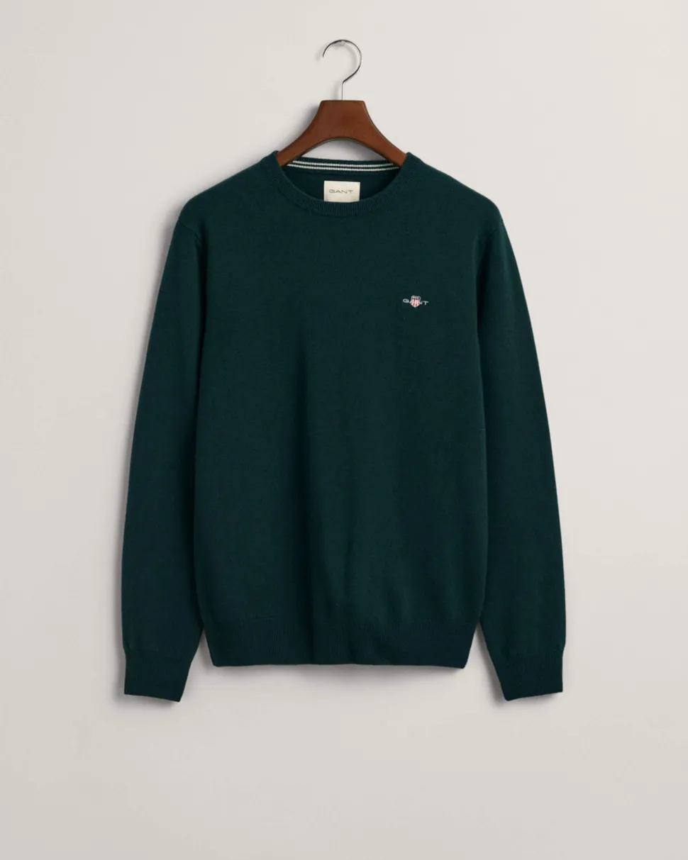 Gant Miesten Neulepaita, SUPERFINE LAMBSWOOL C-NECK Armeijanvihreä