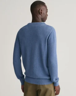 Gant Miesten Neulepusero, COTTON PIQUE C-NECK Indigo