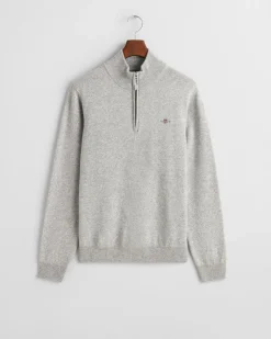 Gant miesten neulepusero, K SUPERFINE LAMBSWOOL HALF ZIP KESKIHARMAA
