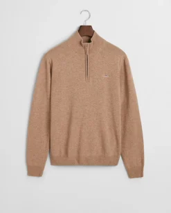 Gant miesten neulepusero, K SUPERFINE LAMBSWOOL HALF ZIP BEIGE