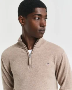 Gant miesten neulepusero, K SUPERFINE LAMBSWOOL HALF ZIP BEIGE