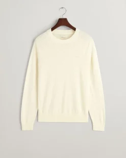 Gant Miesten Neulepusero, TEXTURE COTTON C-NECK Valkoinen