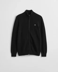 Gant miesten neuletakki Casual Cotton Zip Cardigan, musta