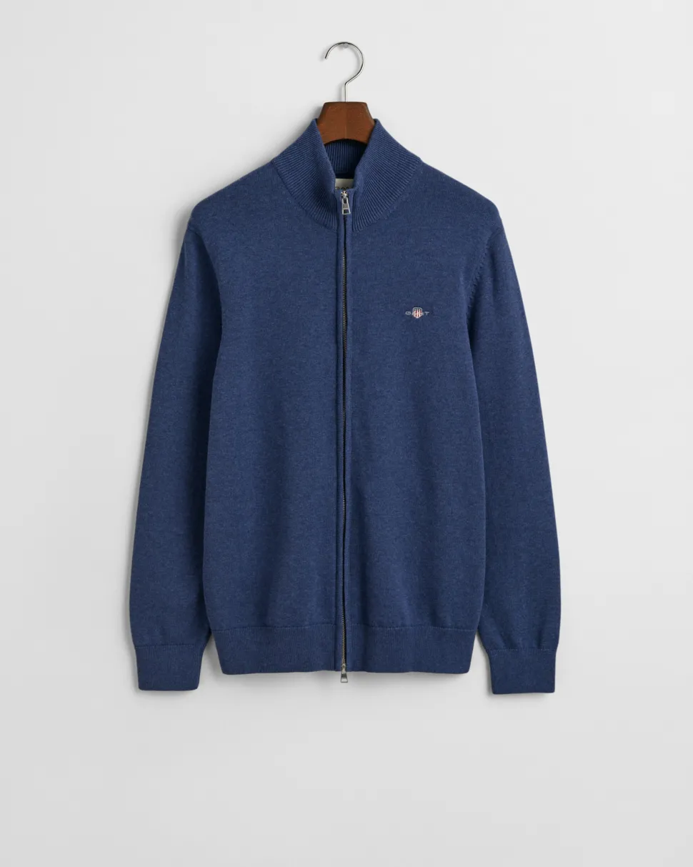 Gant miesten neuletakki Casual Cotton Zip Cardigan, sininen indigo