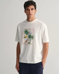 Gant miesten t-paita, HAVAJI PRINT GRAPCHIC SS Valkoinen