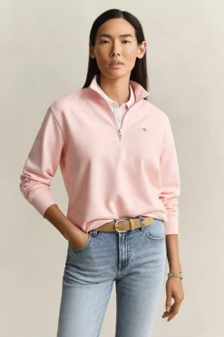 Gant naisten collegepaita Shield Half-zip, vaaleanpunainen