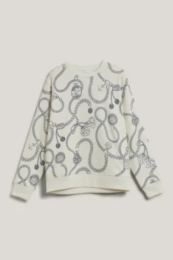 Gant naisten college, SAILING PRINT C-NECK SWEAT Valkopohjainen Kuosi