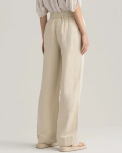 Gant Naisten Housut LINEN VISCOSE PULL-ON PANTS Vaalea Beige
