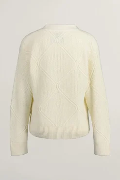 Gant naisten neuletakki, TEXTURE KNIT CARDIGAN Luonnonvalkoinen