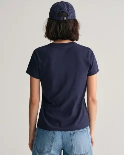 Gant naisten t-paita, REG SHIELD SS T-SHIRT Tummansininen