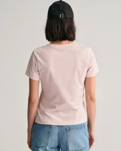 Gant naisten t-paita, REG SHIELD SS T-SHIRT Vaaleanpunainen