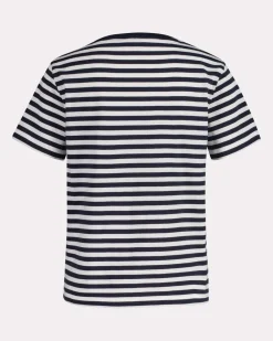 Gant naisten t-paita, REG STRIPED SHIELD V-NECK T-SHIRT Raidallinen Sininen