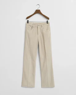 Gant naisten vakosamettihousut, SLIM FLARE STRETCH CORDUROY JEANS Luonnonvalkoinen