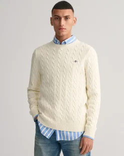 Gant neule, COTTON CABLE Luonnonvalkoinen