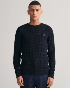 Gant neule, COTTON CABLE Tummansininen