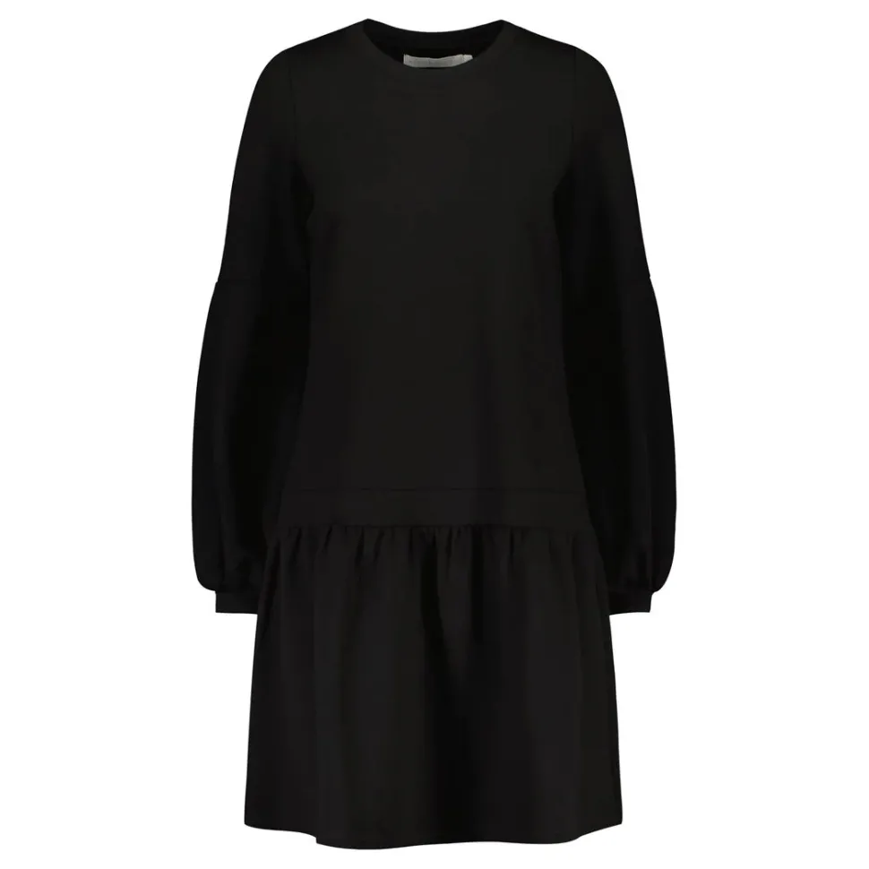 Gauhar Naisten Mekko, BALLOON SLEEVE JERSEY DRESS Musta