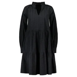 Gauhar Naisten Pitkähihainen Mekko, LONG SLEEVE RUFFLED DRESS Musta