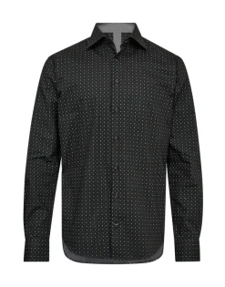 Gino marcello miesten kauluspaita, K GINO MARCELLO MICRO PRINT SHIRT Musta Kuosi