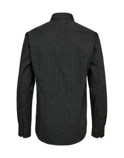 Gino marcello miesten kauluspaita, K GINO MARCELLO MICRO PRINT SHIRT Musta Kuosi