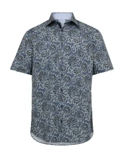 Gino marcello miesten kauluspaita, 3112063-500 SS SHIRT Sininen Kuosi