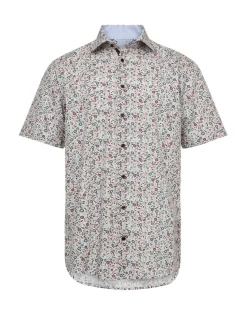 Gino marcello miesten kauluspaita, K 3112050 SS SHIRT Punainen Kuosi