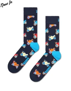 Happy Socks miesten sukat, MOTORBIKE SOCK Sininen Kuosi