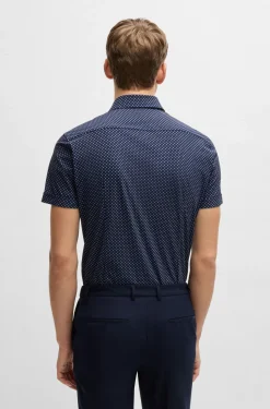 Hugo Boss miesten kauluspaita, P-HANK SS PERFORMANCE SHIRT Sininen Kuosi
