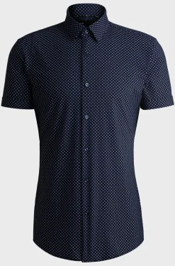 Hugo Boss miesten kauluspaita, P-HANK SS PERFORMANCE SHIRT Sininen Kuosi