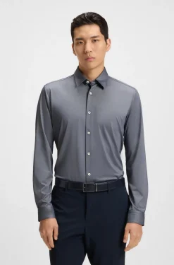 Hugo Boss miesten kauluspaita, P-ROAN PERFORMANCE STRECH OXFORD Sininen Kuosi