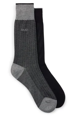 Hugo Boss Miesten Sukat 2-Pack, MINI DESIGN Musta