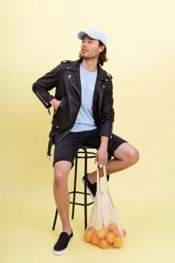 HUMAN SCALES Unisex Oversize Nahkatakki, EMELIE LEATHERJACKET Musta