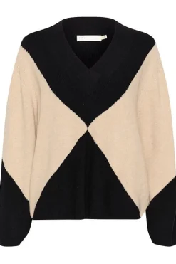 Inwear Naisten Neule, RUDI INTARSIA PULLOVER Haze Melange/Black