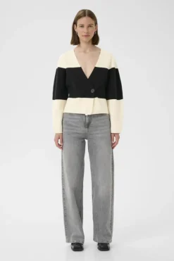 Inwear naisten neuletakki, KAYLLAIW CARDIGAN Whisper White / Black