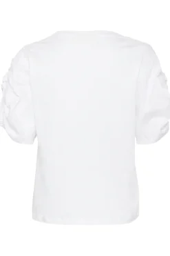 Inwear naisten t-paita, K-PAYANA WOVEN TRIM T-SHIRT Pure White