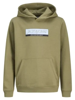 Jack and Jones junior huppari, JORINWOOD BLOCK BRANDING Tummanvihreä