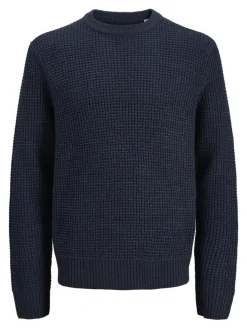 Jack and Jones Junior lasten neulepusero JJGLOBAL KNIT CREW NECK JNR, tummansininen