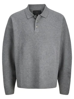 Jack and Jones Junior lasten neulepusero JPRBLABRADFORT KNIT POLO LN JNR, harmaa