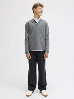 Jack and Jones Junior lasten neulepusero JPRBLABRADFORT KNIT POLO LN JNR, harmaa