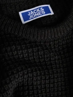 Jack and Jones Junior lasten neulepusero JJGLOBAL KNIT CREW NECK JNR, musta