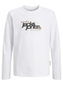 Jack and jones junior t-paita, JCOGRID BRANDING TEE LS CREW NECK JNR Valkoinen
