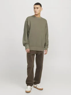 Jack and Jones miesten collegepusero, JJECHARGE FADED SWEAT CREW NECK Silver Sage