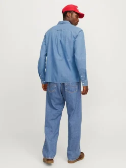 Jack and Jones miesten farkkupaita, JJETRAVIS SHIRT LS Light Blue Denim