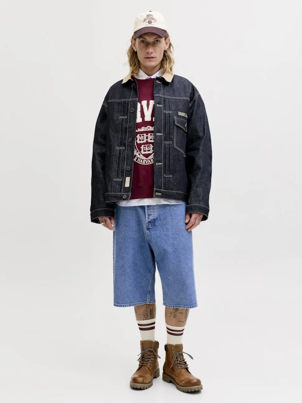 Jack and Jones miesten farkkushortsit JJIRON JJORIGINAL SHORTS SQ 730 SN, Blue Denim