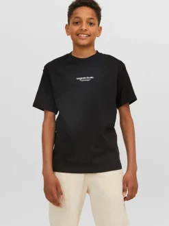 JACK&JONES JUNIOR lasten t-paita, JORVESTERBRO TEE SS CREW NECK Musta