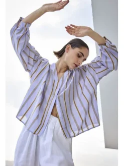 JcSophie naisten pusero, GARNER BLOUSE Raidallinen Sininen