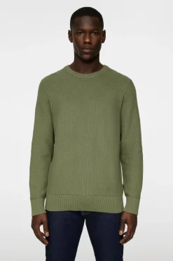 J.Lindeberg miesten neule, ARTHUR KNIT ORG COTTON Armeijanvihreä