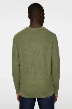 J.Lindeberg miesten neule, ARTHUR KNIT ORG COTTON Armeijanvihreä