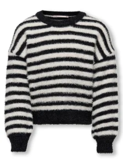 Kids Only lasten neule, KOGNEWPIUMO LS PULLOVER NOOS Raidallinen Musta