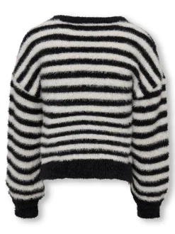 Kids Only lasten neule, KOGNEWPIUMO LS PULLOVER NOOS Raidallinen Musta